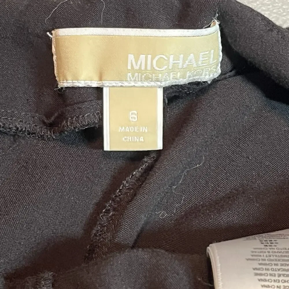 Michael Kors Straight Leg Dress Pants Womens Size 6 Black Trousers 100% Viscose